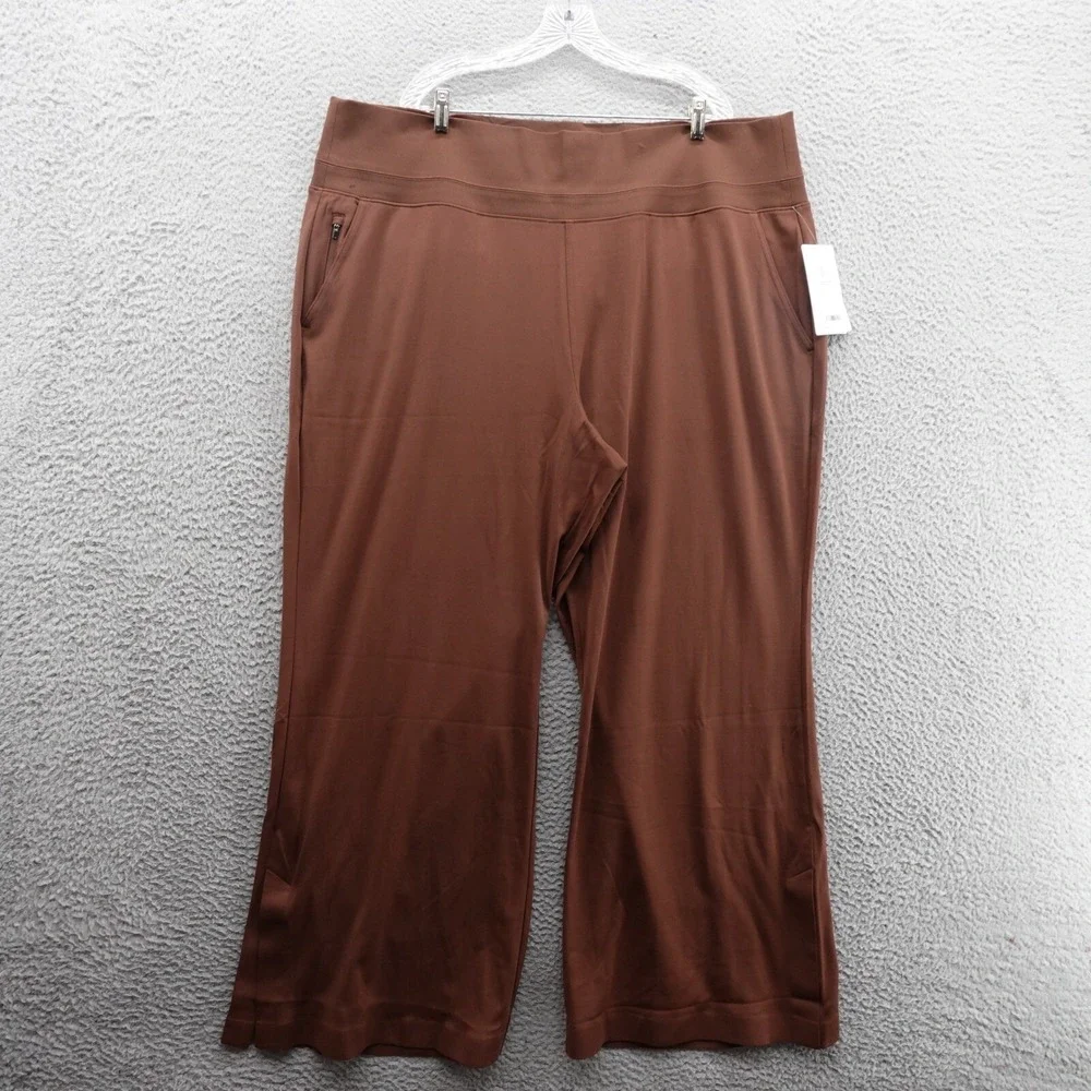 NWT Athleta Venice High Rise Split‎ Leg Pants 3X Brown Womens Stretch Athleisure